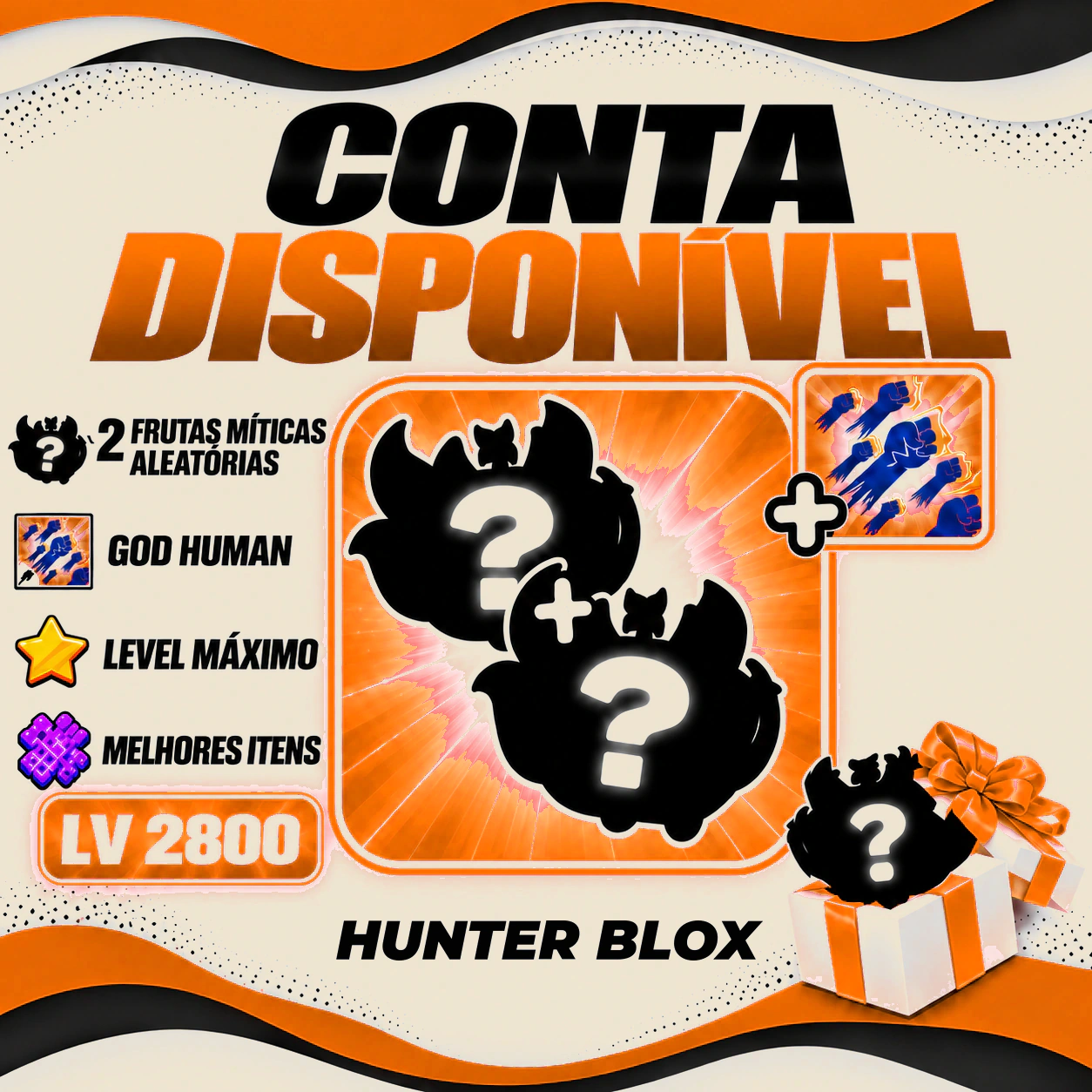 2 Frutas Míticas Aleatórias + Godhuman + 90% Level Máx