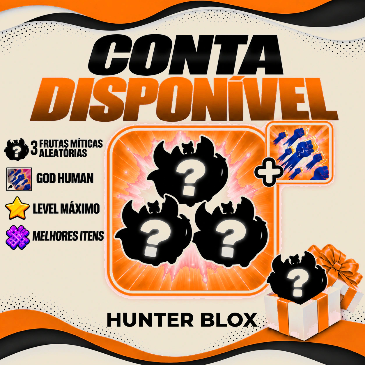 3 Frutas Míticas Aleatórias + Godhuman + Level Máx