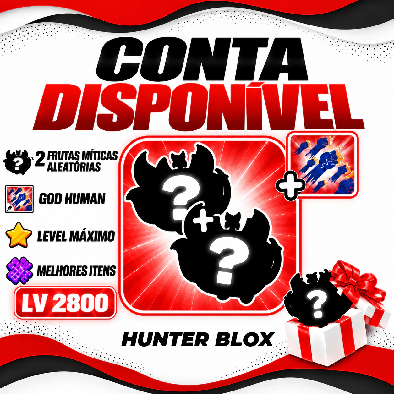 2 Frutas Míticas Aleatórias + Godhuman + 90% Level Máx