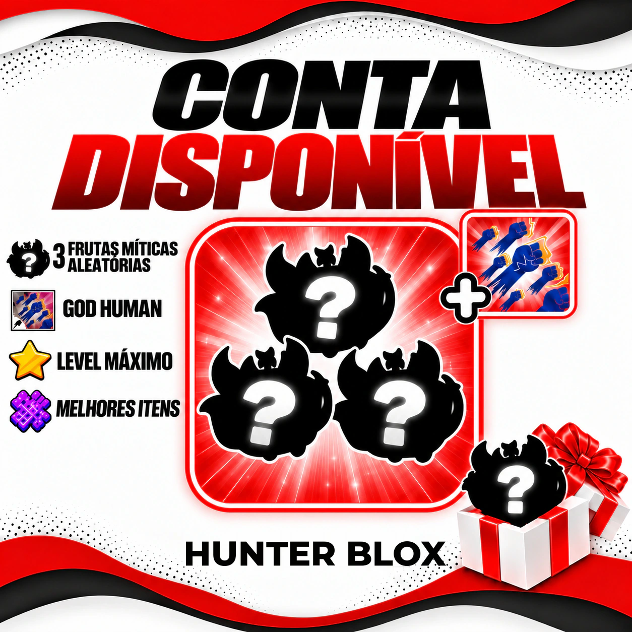 3 Frutas Míticas Aleatórias + Godhuman + Level Máx